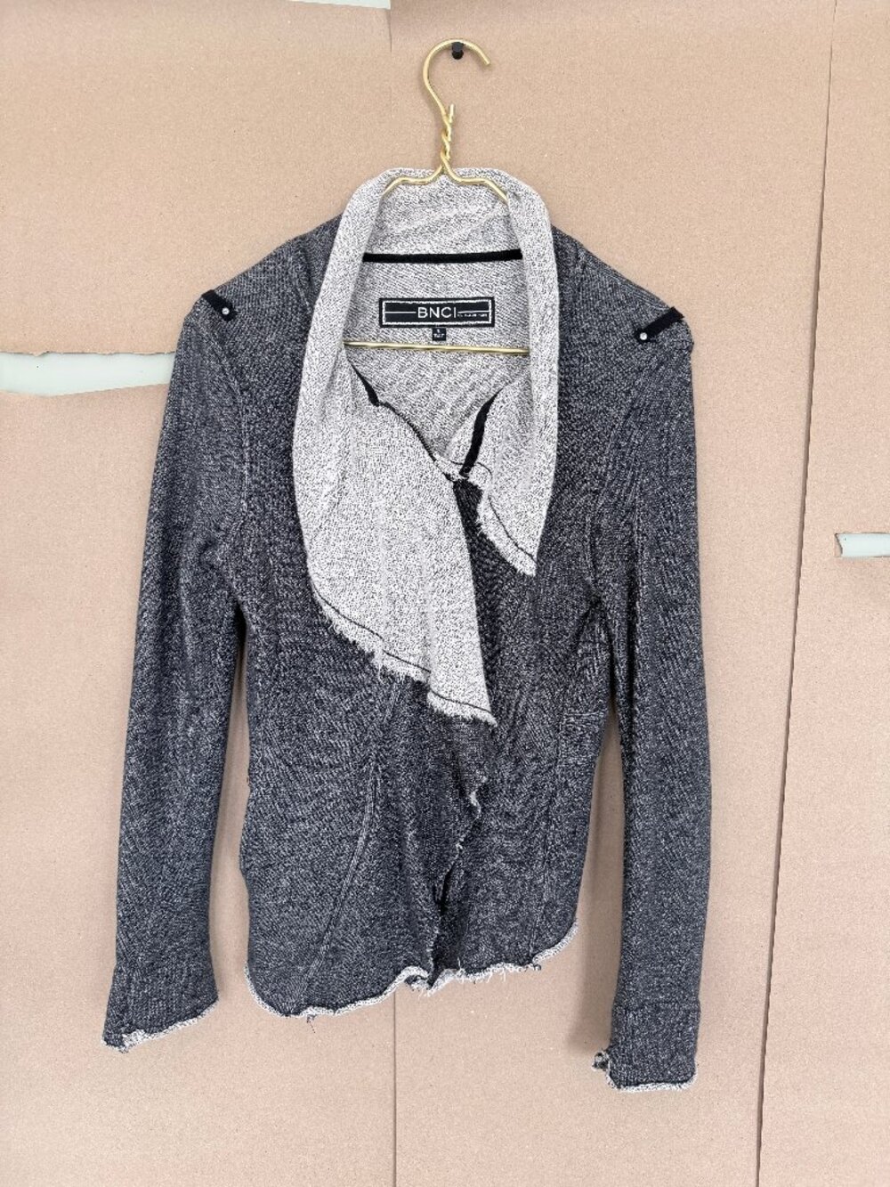 BNCI moto style distressed zip up light jacket